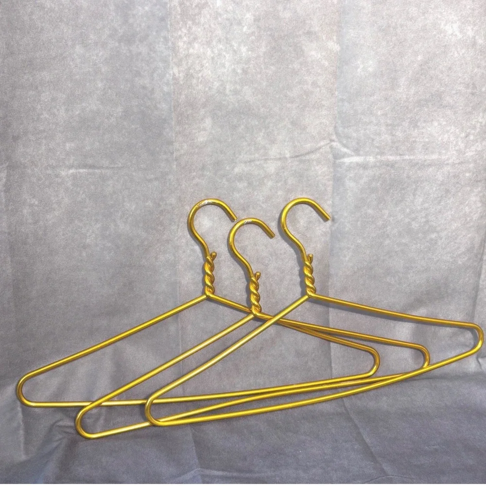 3 Gold Metal Twisted Neck Hangers Gold Hollywood Regency Luxury